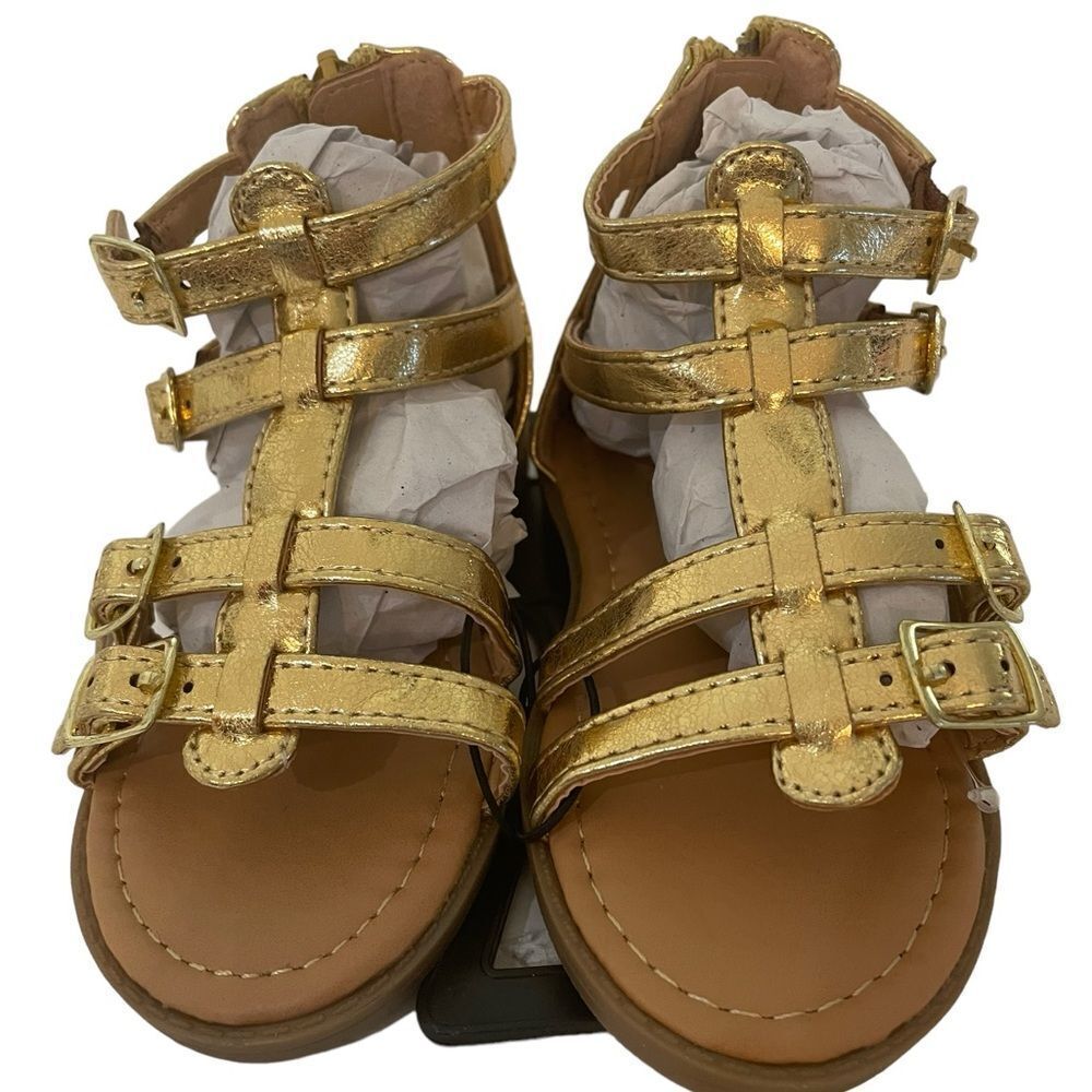 112- GIRLS GLADIATOR SANDALS IN SPARKLING GOLD BY NICOLE MILLER sz 7 - Picture 1 of 6